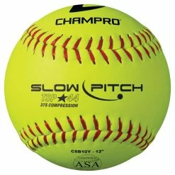 Budget ⭐ Champro 12” CSB10Y 44/375 ASA/USA Leather Slowpitch 🥎 Softballs ⭐