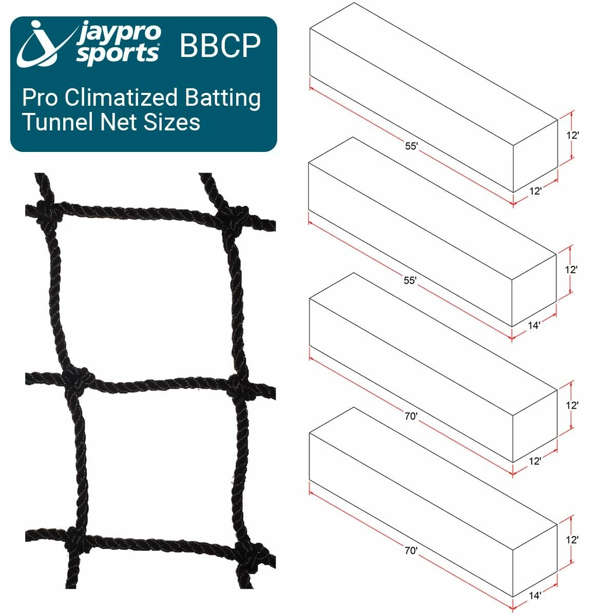 Top 10 π 55' & 70' Jaypro Pro Climatized Batting Tunnel Nets, #42 Thread Count π 2 Top 10 π 55' & 70' Jaypro Pro Climatized Batting Tunnel Nets, #42 Thread Count π - Image 2